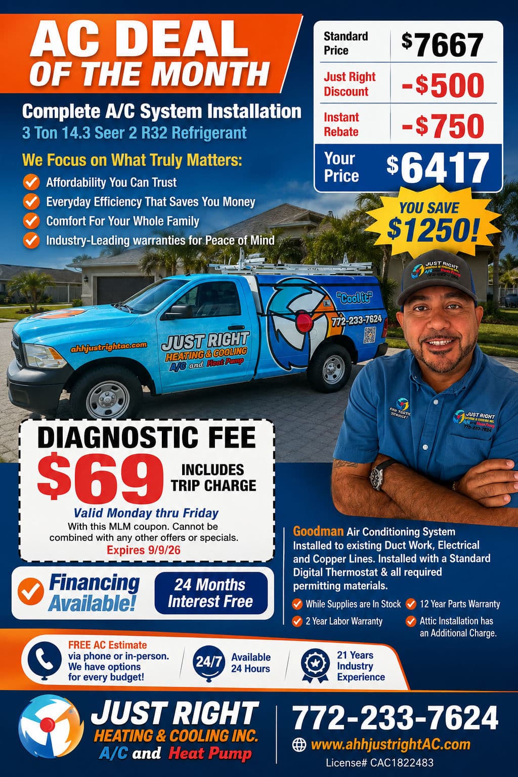 Just Right Heating & Cooling's Best AC Deal of the Month image